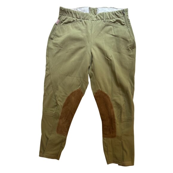 Tailored Sportsman Woman Tan Equestrian Riding Breeches Sz 32 Suede Knee Patches - Picture 1 of 12